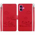 For iPhone 17 Cute Cats RFID Leather Phone Case(Red) - 1