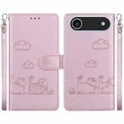 For iPhone 17 Air Cute Cats RFID Leather Phone Case(Rose Gold) - 1