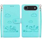 For iPhone 17 Air Cute Cats RFID Leather Phone Case(Green) - 1