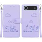 For iPhone 17 Air Cute Cats RFID Leather Phone Case(Purple) - 1