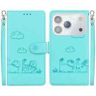 For iPhone 17 Pro Cute Cats RFID Leather Phone Case(Green) - 1