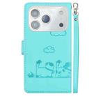 For iPhone 17 Pro Cute Cats RFID Leather Phone Case(Green) - 3
