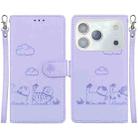 For iPhone 17 Pro Max Cute Cats RFID Leather Phone Case(Purple) - 1