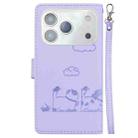 For iPhone 17 Pro Max Cute Cats RFID Leather Phone Case(Purple) - 3