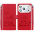 For iPhone 17 Pro Max Cute Cats RFID Leather Phone Case(Red) - 1