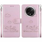 For OPPO A3 Pro 5G Global Cute Cats RFID Leather Phone Case(Rose Gold) - 1