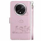 For OPPO A3 Pro 5G Global Cute Cats RFID Leather Phone Case(Rose Gold) - 3