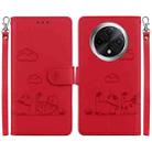 For OPPO A3 Pro 5G Global Cute Cats RFID Leather Phone Case(Red) - 1