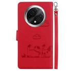 For OPPO A3 Pro 5G Global Cute Cats RFID Leather Phone Case(Red) - 3