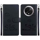 For OPPO A3 Pro 5G Global Cute Cats RFID Leather Phone Case(Black) - 1