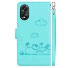 For OPPO A38 4G / A18 Cute Cats RFID Leather Phone Case(Green) - 3