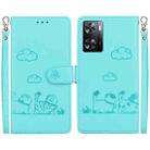 For OPPO A57 5G / A77 5G Cute Cats RFID Leather Phone Case(Green) - 1