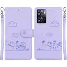 For OPPO A57 5G / A77 5G Cute Cats RFID Leather Phone Case(Purple) - 1