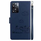 For OPPO A57 5G / A77 5G Cute Cats RFID Leather Phone Case(Blue) - 3