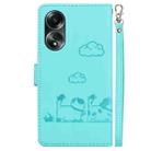 For OPPO A58 4G Cute Cats RFID Leather Phone Case(Green) - 3