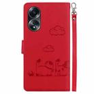 For OPPO A58 4G Cute Cats RFID Leather Phone Case(Red) - 3