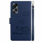 For OPPO A58 4G Cute Cats RFID Leather Phone Case(Blue) - 3