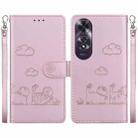 For OPPO A60 4G Cute Cats RFID Leather Phone Case(Rose Gold) - 1