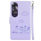 For OPPO A60 4G Cute Cats RFID Leather Phone Case(Purple) - 3