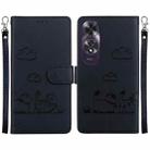 For OPPO A60 4G Cute Cats RFID Leather Phone Case(Black) - 1