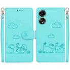 For OPPO A78 4G Cute Cats RFID Leather Phone Case(Green) - 1