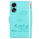 For OPPO A78 4G Cute Cats RFID Leather Phone Case(Green) - 3