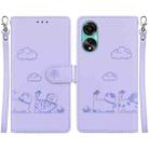 For OPPO A78 4G Cute Cats RFID Leather Phone Case(Purple) - 1