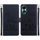 For OPPO A78 4G Cute Cats RFID Leather Phone Case(Black) - 1