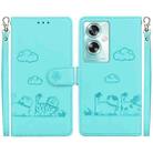For OPPO A79 5G Global Cute Cats RFID Leather Phone Case(Green) - 1
