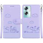 For OPPO A79 5G Global Cute Cats RFID Leather Phone Case(Purple) - 1