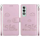 For OPPO K12 Cute Cats RFID Leather Phone Case(Rose Gold) - 1