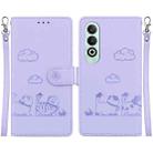 For OPPO K12 Cute Cats RFID Leather Phone Case(Purple) - 1