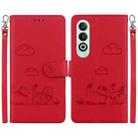 For OPPO K12 Cute Cats RFID Leather Phone Case(Red) - 1