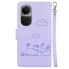 For OPPO Reno10 5G Cute Cats RFID Leather Phone Case(Purple) - 3