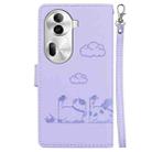 For OPPO Reno11 Pro 5G Global Cute Cats RFID Leather Phone Case(Purple) - 3