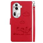 For OPPO Reno11 Pro 5G Global Cute Cats RFID Leather Phone Case(Red) - 3