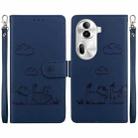 For OPPO Reno11 Pro 5G Global Cute Cats RFID Leather Phone Case(Blue) - 1