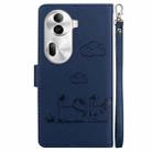 For OPPO Reno11 Pro 5G Global Cute Cats RFID Leather Phone Case(Blue) - 3