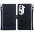 For OPPO Reno11 Pro 5G Global Cute Cats RFID Leather Phone Case(Black) - 1