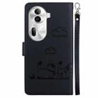 For OPPO Reno11 Pro 5G Global Cute Cats RFID Leather Phone Case(Black) - 3