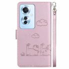 For OPPO Reno11 F Global Cute Cats RFID Leather Phone Case(Rose Gold) - 3