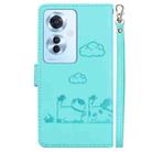 For OPPO Reno11 F Global Cute Cats RFID Leather Phone Case(Green) - 3