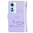 For OPPO Reno11 F Global Cute Cats RFID Leather Phone Case(Purple) - 3