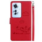 For OPPO Reno11 F Global Cute Cats RFID Leather Phone Case(Red) - 3