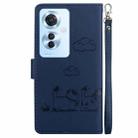 For OPPO Reno11 F Global Cute Cats RFID Leather Phone Case(Blue) - 3