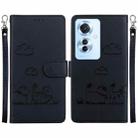 For OPPO Reno11 F Global Cute Cats RFID Leather Phone Case(Black) - 1