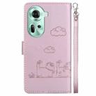 For OPPO Reno11 Global Cute Cats RFID Leather Phone Case(Rose Gold) - 3