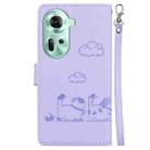 For OPPO Reno11 Global Cute Cats RFID Leather Phone Case(Purple) - 3