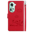 For OPPO Reno11 Global Cute Cats RFID Leather Phone Case(Red) - 3