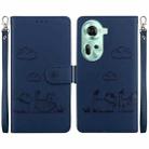 For OPPO Reno11 Global Cute Cats RFID Leather Phone Case(Blue) - 1